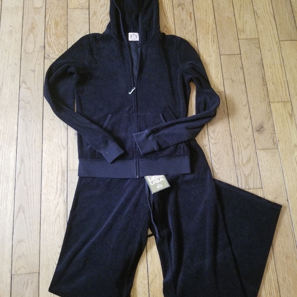 Juicy Couture Tops - Juicy Couture Terry Cloth Black Tracksuit